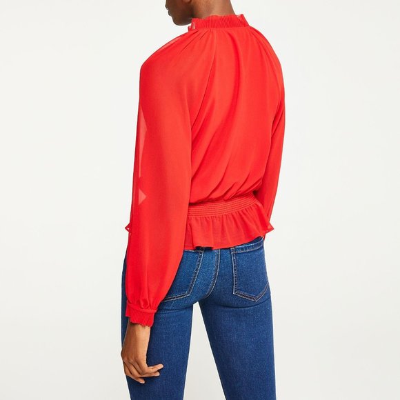 New Ann Taylor Pleated Smocked Waist Top - Picture 2 of 3